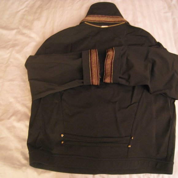 St John by Marie Gray Sport Moss Green Gold Bling Jacket Small Made in USA - Picture 4 of 6